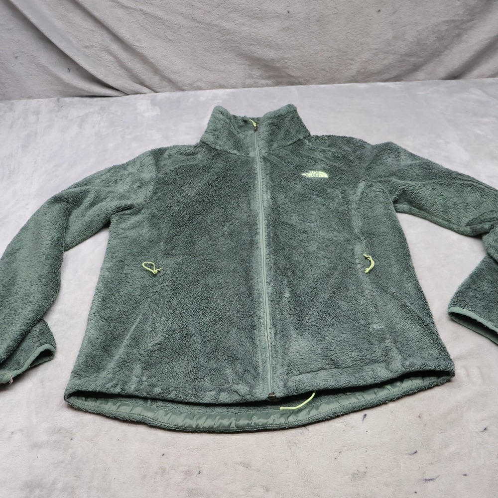 North Face Jacket Womens Medium Green Osito 2 Full Zip Fuzzy Fleece Outdoor